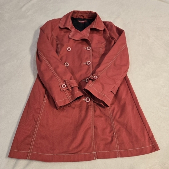 Merona Women's Button Down Dark Pink Rain Trench Coat Size Small - Picture 16 of 16